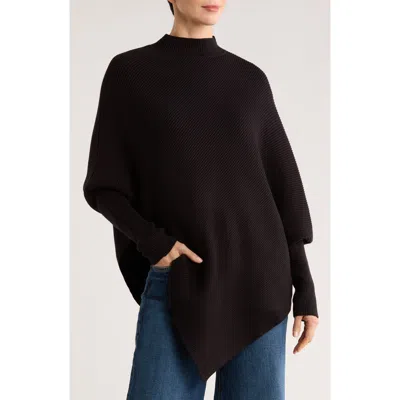 Patrizia Luca Mock Neck Ribbed Asymmetric Sweater In Black
