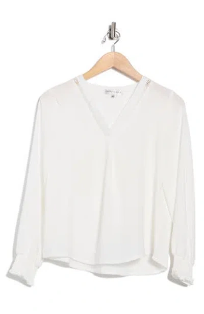 Patrizia Luca Needle Lace V-neck Top In White