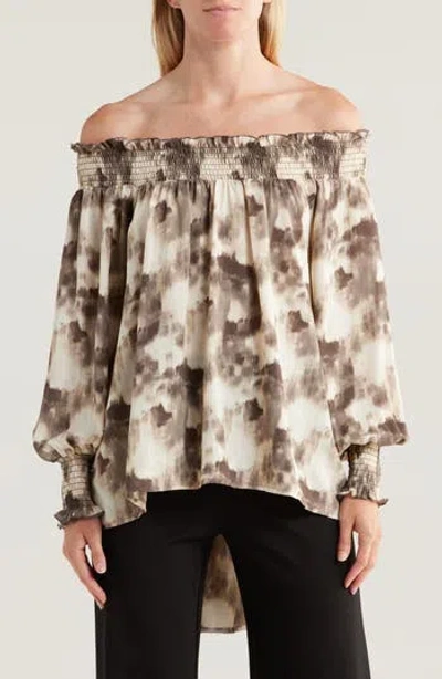 Patrizia Luca Off The Shoulder High-low Top In Grey