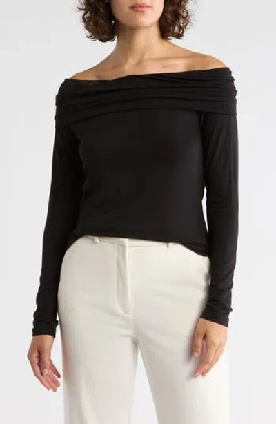 Patrizia Luca Off The Shoulder Mesh Top In Black
