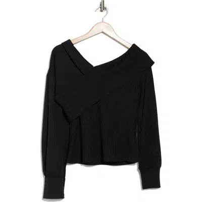 Patrizia Luca Off The Shoulder Mixed Media Top In Black