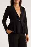Patrizia Luca One Button Peplum Jacket In Black