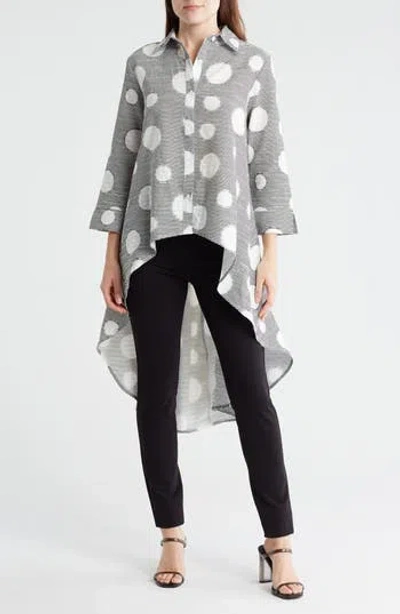 Patrizia Luca Oversize Long Sleeve High-low Button-up Shirt In White/black