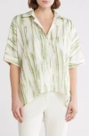 Patrizia Luca Patterned High-low Button-up Shirt In Lime