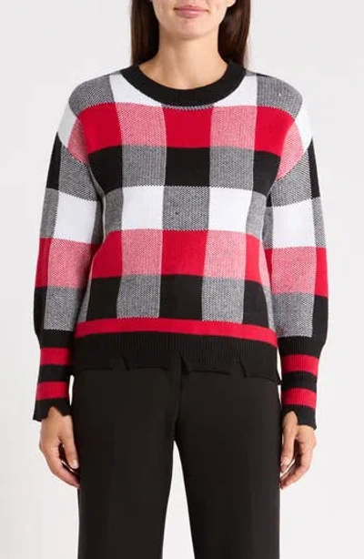 Patrizia Luca Plaid Distressed Crewneck Sweater In Multi
