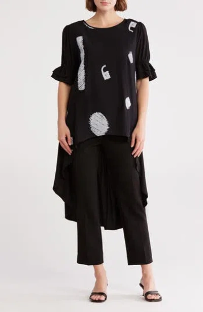 Patrizia Luca Pleated High-low Tunic Shirt In Black