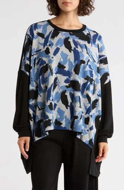 Patrizia Luca Print Boxy Top In Blue