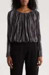 Patrizia Luca Print Ruched Top In Gray