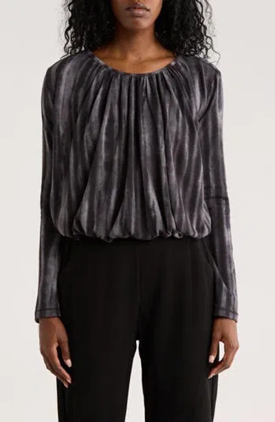 Patrizia Luca Print Ruched Top In Gray