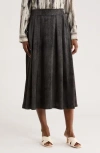 Patrizia Luca Print Side Pocket Midi Skirt In Black
