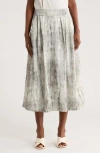 Patrizia Luca Print Side Pocket Midi Skirt In Gray