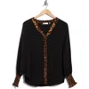 Patrizia Luca Print Trim Button-up Top In Black