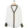 Patrizia Luca Print Trim Button-up Top In White