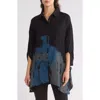 Patrizia Luca Printed Button-up Tunic Shirt In Black