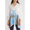 Patrizia Luca Printed Button-up Tunic Shirt In White