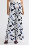 Patrizia Luca Printed Wide Leg Pants In Navy