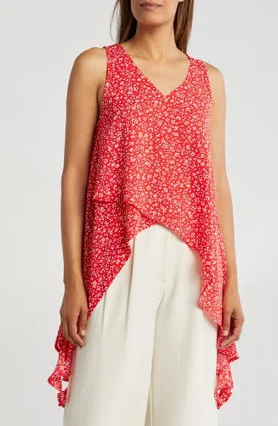 Patrizia Luca Printed Wrap Top In Red