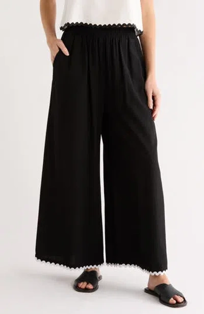 Patrizia Luca Pull-on Wide Leg Pants In Black