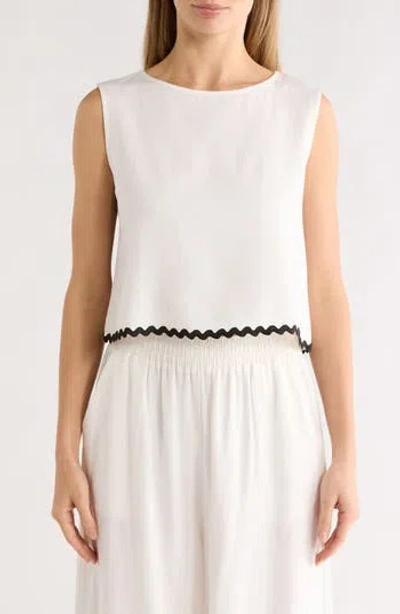 Patrizia Luca Rickrack Trim Crop Tank In White