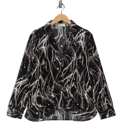Patrizia Luca Ruched Front Button-up Shirt In Black