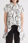 Patrizia Luca Ruched High-low Button-up Shirt In White