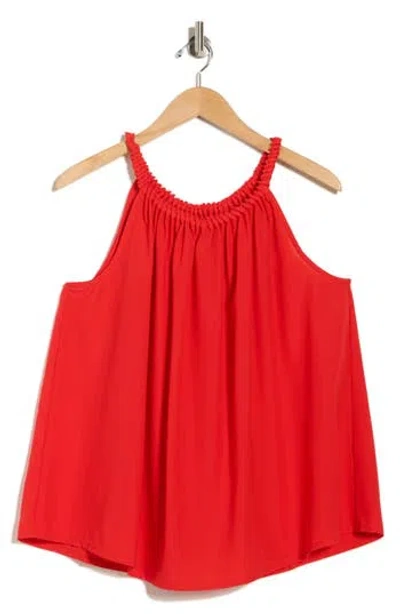 Patrizia Luca Ruched Neck Tank In Red