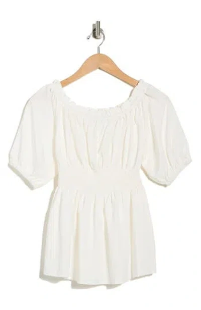 Patrizia Luca Ruched Waist Cotton Top In White