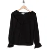 Patrizia Luca Ruffle Shoulder Blouse In Black