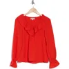Patrizia Luca Ruffle Shoulder Blouse In Red