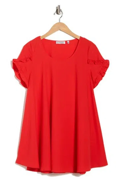 Patrizia Luca Ruffle Sleeve Tunic Top In Red