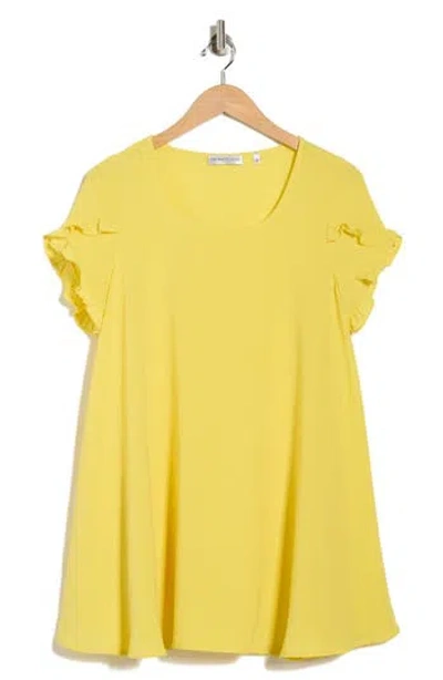 Patrizia Luca Ruffle Sleeve Tunic Top In Yellow