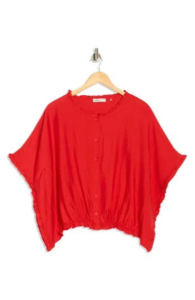 Patrizia Luca Ruffle Trim Top In Red