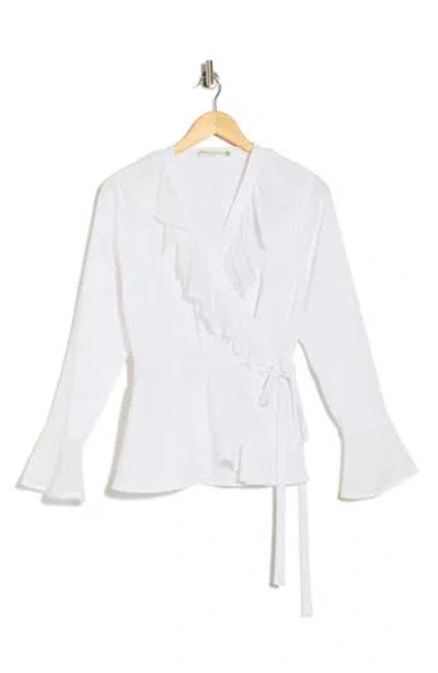 Patrizia Luca Ruffle Wrap Top In White