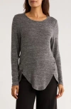 Patrizia Luca Scalloped Hem Long Sleeve Top In Gray