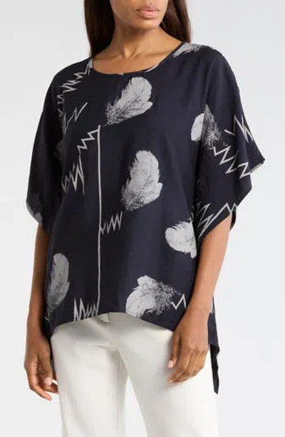 Patrizia Luca Scribble Print Caftan Top In Blue