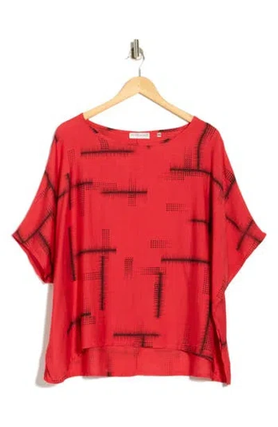 Patrizia Luca Short Sleeve Boxy Top In Red