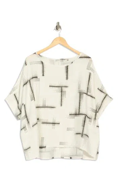 Patrizia Luca Short Sleeve Boxy Top In Neutral