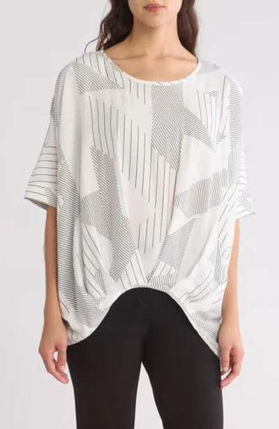 Patrizia Luca Short Sleeve Pleated Front High-low Top In White