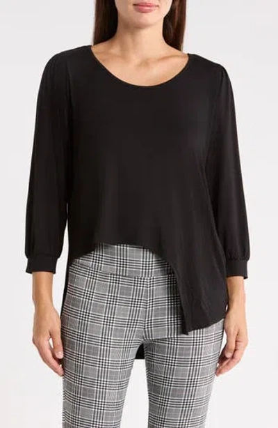 Patrizia Luca Side Knot Three-quarter Sleeve Top In Black