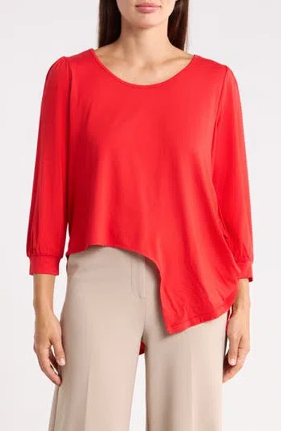 Patrizia Luca Side Knot Three-quarter Sleeve Top In Purple