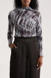 Patrizia Luca Side Ruched Mesh Top In Black