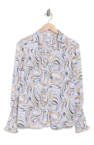Patrizia Luca Smocked Cuff Button-up Top In White
