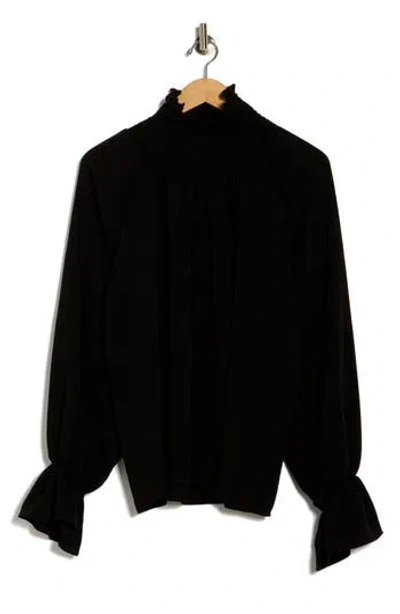 Patrizia Luca Smocked Long Sleeve Top In Black