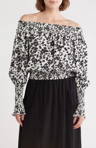Patrizia Luca Smocked Off-the-shoulder Top