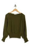 Patrizia Luca Smocked Satin Top In Green