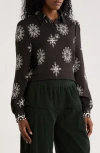 Patrizia Luca Snowflake Embroidered Top In Black