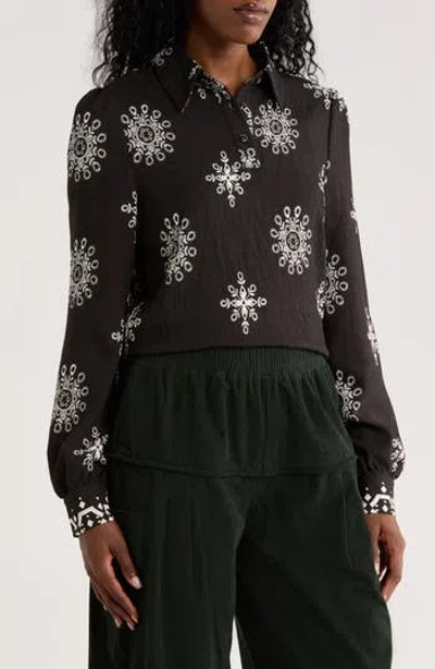 Patrizia Luca Snowflake Embroidered Top In Black