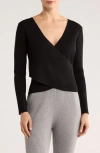 Patrizia Luca Solid Faux Wrap Sweater In Black
