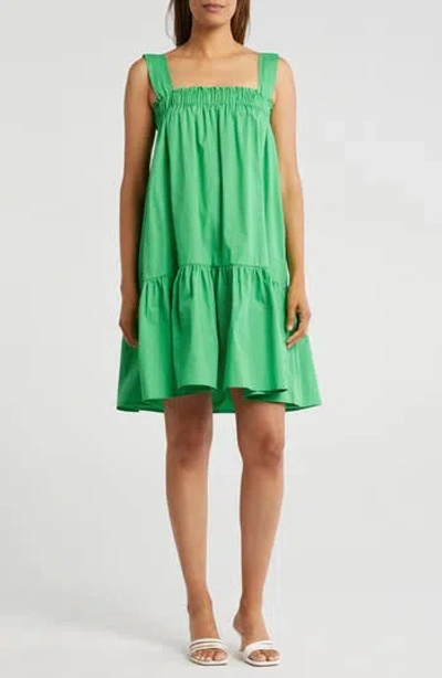Patrizia Luca Square Neck Cotton Tunic Top In Green