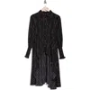 Patrizia Luca Stripe Long Sleeve Shirtdress In Black